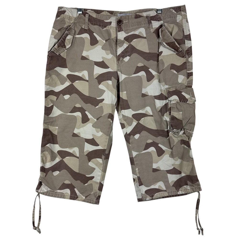 Y2K Cargo Capri Shorts Womens 12 Desert Camo Pants Old‎ Navy Paratrooper 2000s
